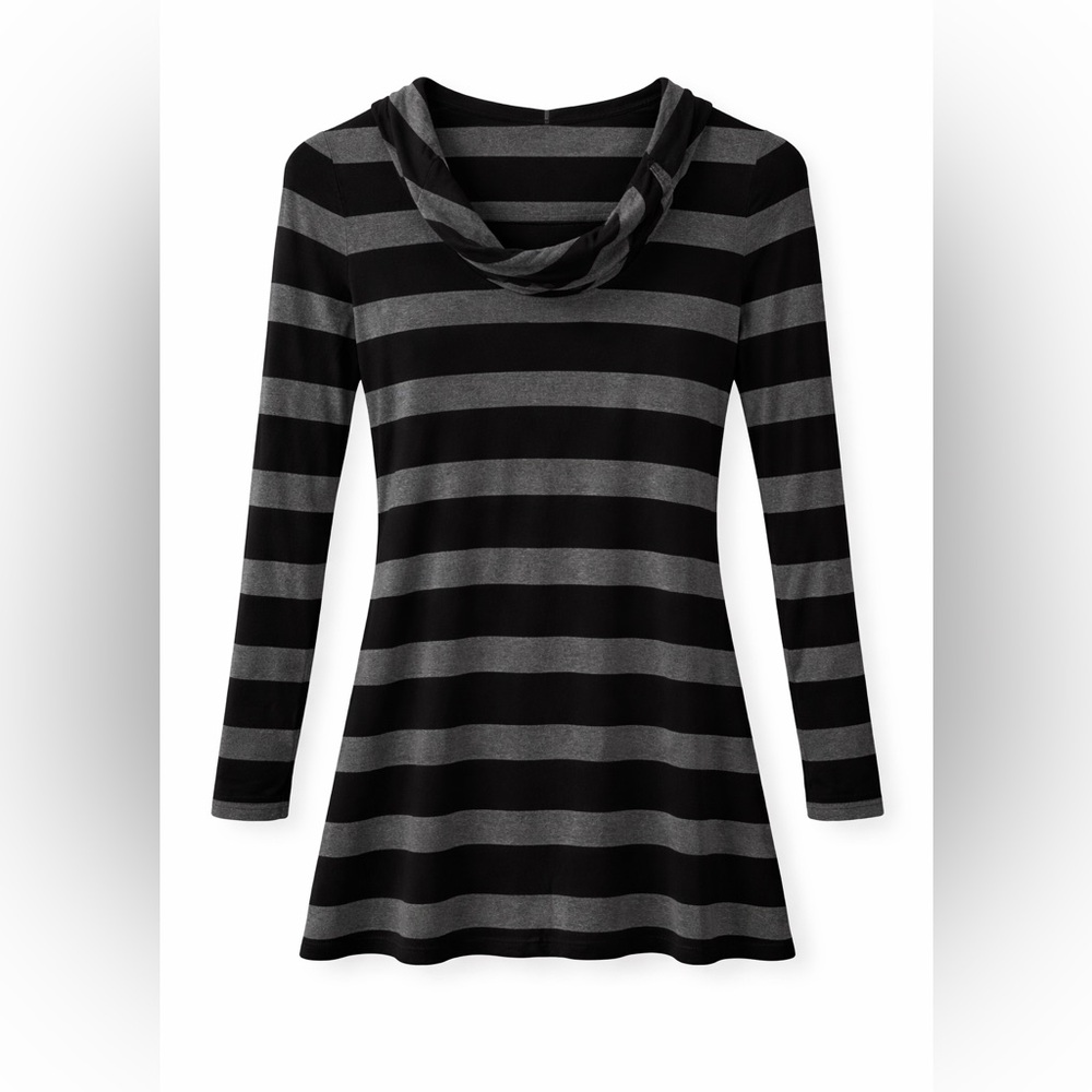 White House Black Market Black and Gray Striped Top